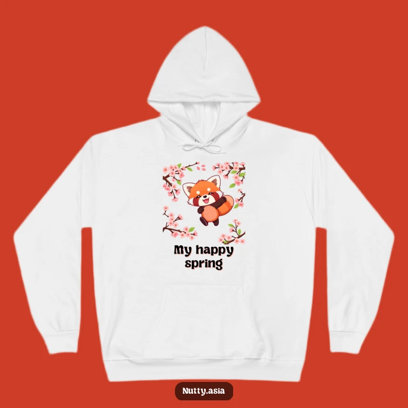 Funny Red Panda Blossom Leap Hoodie - Cozy Animal Springtime Sweatshirt Gift