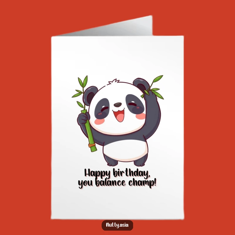 Free Printable Panda Balance Birthday Card: Funny Downloadable Gift for Zen Celebrations