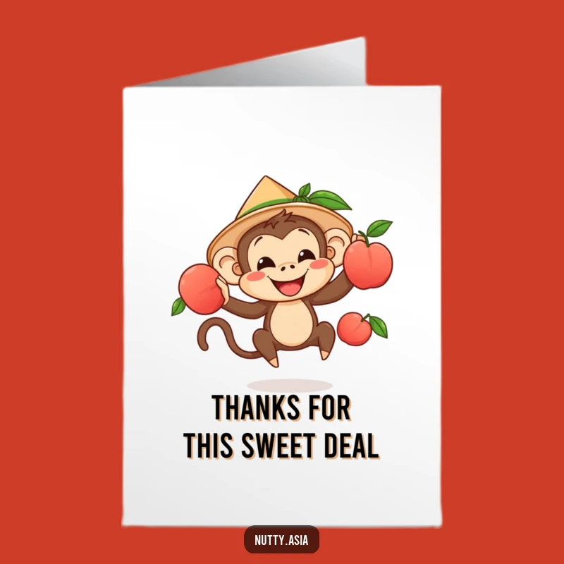 Free Printable Monkey Juggling Thank You Card: Sweet Downloadable for Expressing Gratitude