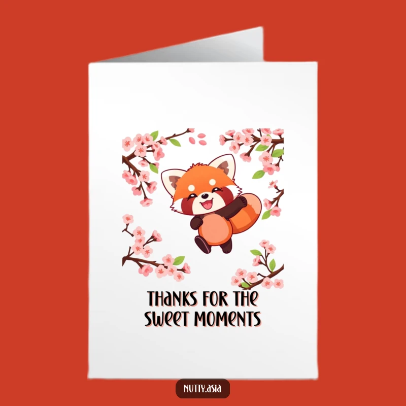 Free Printable Red Panda Blossom Thank You Card: Sweet Downloadable for Expressing Thanks