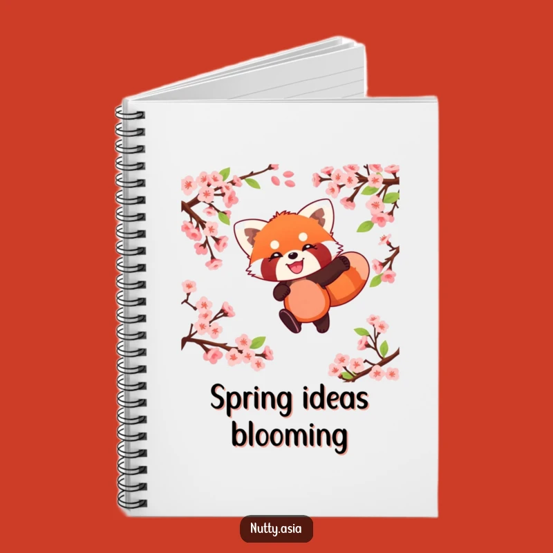 Funny Red Panda Blossom Leap Notebook - Playful Animal Springtime Journal