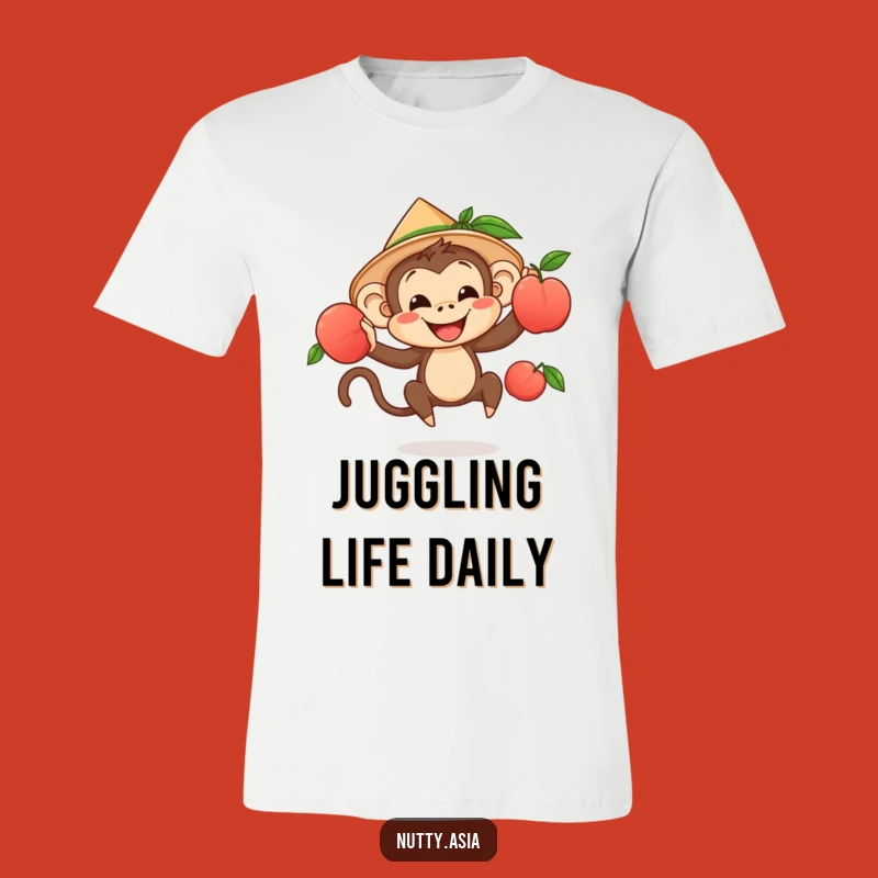 Funny Monkey Juggler T-Shirt - Comical Fruit Trickster Tee Gift